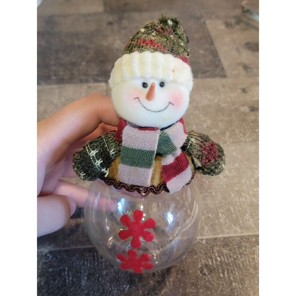 Plush Snowman mini container Xmas decor